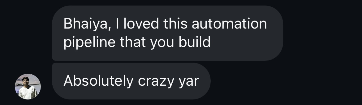 Customer review saying they loved the automation pipeline