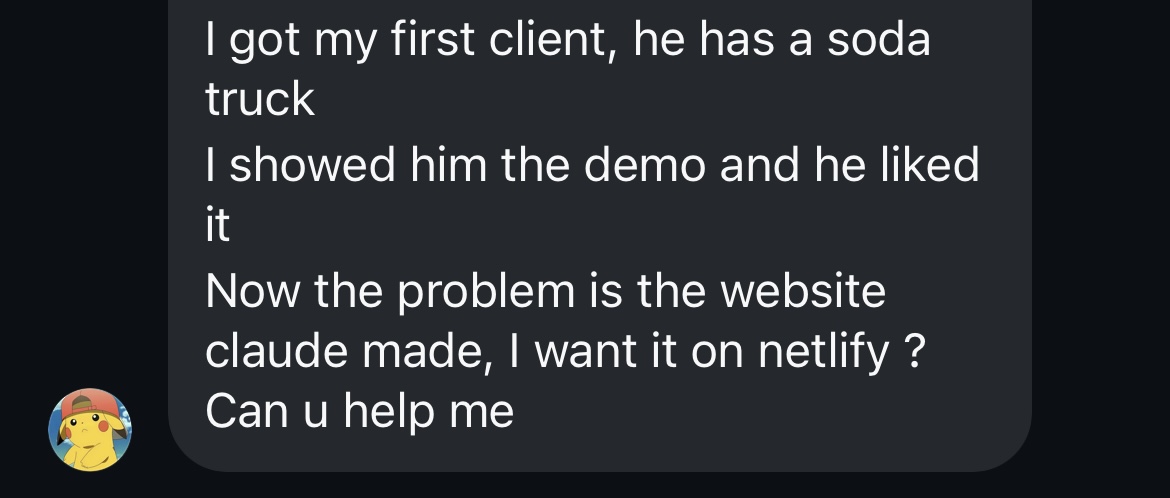 Customer review saying they got their first client after showing the demo